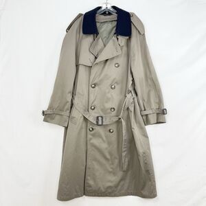42 R Men's Vintage Lauren Ralph Lauren Trench Coat Overcoat Tan Belted Pockets